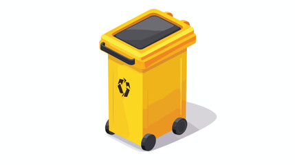 Closed yellow trash can isometric icon 3d on a tran - obrazy, fototapety, plakaty