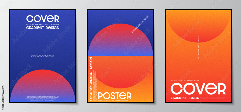 Poster cover design with a geometric, abstract, colorful gradient texture background set. design graphics f