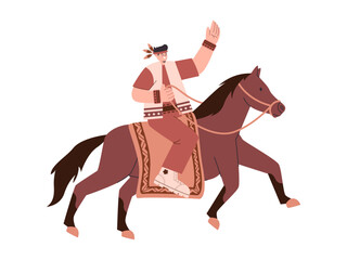 Native American tribe man riding brown color horse animal sport recreation activity