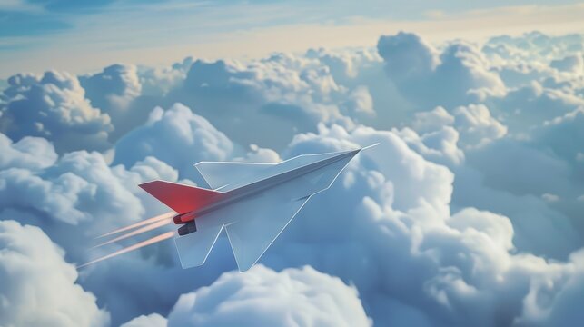 A paper airplane morphing into a fighter jet in a software labratory