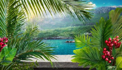 tropical island with palm trees