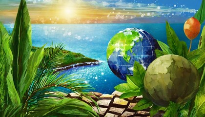 landscape with grass and flowers