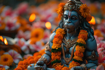 Divine Figurine of Hindu God, Cultural Worship and Spirituality, Traditional Temple Setting, Perfect for Religious Gatherings, Spiritual Event Posters, copy space