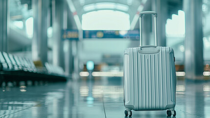 A lonely suitcase left at the airport. hand luggage, lost luggage, traveling light