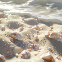 Fototapeta na wymiar Relax and unwind with this serene view of a sunny beach, captured with high detail and depth of field. AI generative.