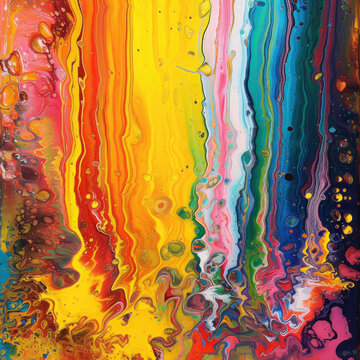 Dive into a world of vibrant colors and dynamic energy with this high-speed photograph of an abstract painting. AI generative.
