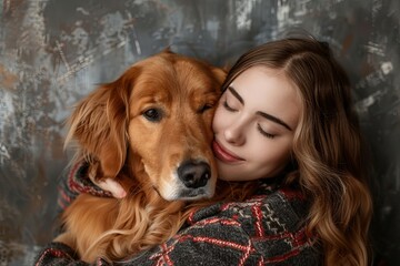 Portrait of woman and her dog 