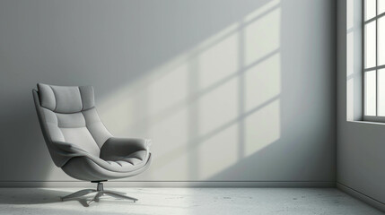 Discover the modern design of a sleek grey chair, perfect for contemporary home decor. AI generative.