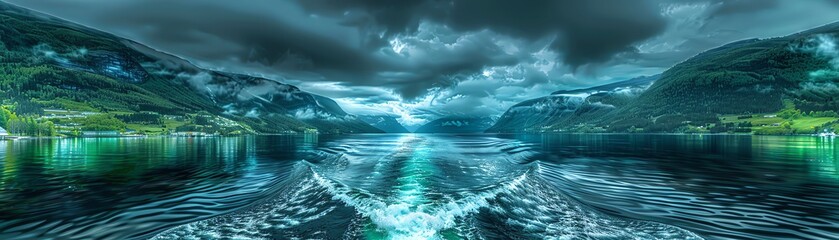 Fototapeta premium Majestic fjord cruise, breathtaking, travel photography, natural wonders