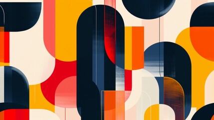 Abstract geometric pattern, playful shapes, primary colors, childlike wonder