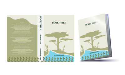 creative and aesthetic book cover design mockup vector with eco friendly tree nature theme for brand identity mockup	