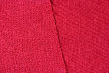 red hemp viscose natural fabric cloth color, sackcloth rough texture of textile fashion abstract background