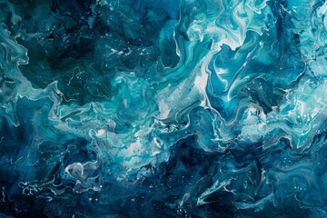 Fototapeta na wymiar Ocean waves texture, swirling foam, deep blues and turquoise