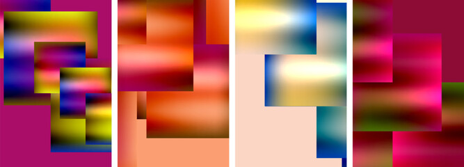 Colorful metal square abstract poster backgrounds
