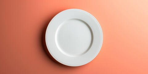 White Plate on Orange Background. Generative AI
