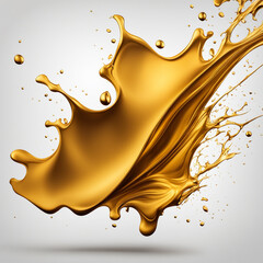 Gold,white ink splashes isolated on white background. color acrylic paint on a light background.