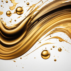 Gold,white ink splashes isolated on white background. color acrylic paint on a light background.