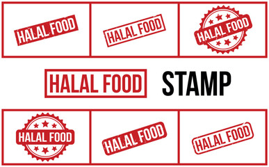 Halal Food Rubber Stamp Set Vector