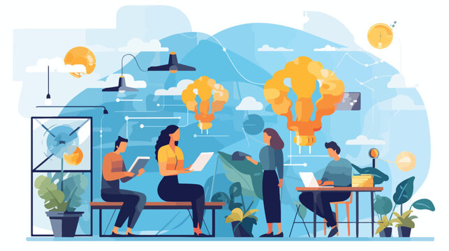 Colleagues sharing thoughts and ideas flat vector i