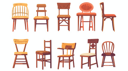 Collection of flat design chairs of various variati