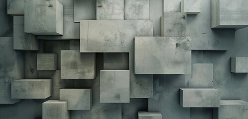  Geometric cubes in muted grays, an abstract exploration of depth and dimension.