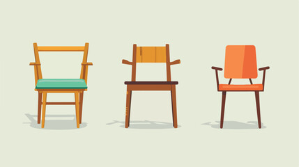 Collection of flat design wooden chairs 2d flat car