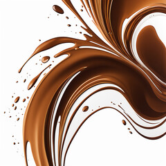 Brown ink splashes isolated on white background. color acrylic paint on a light background.