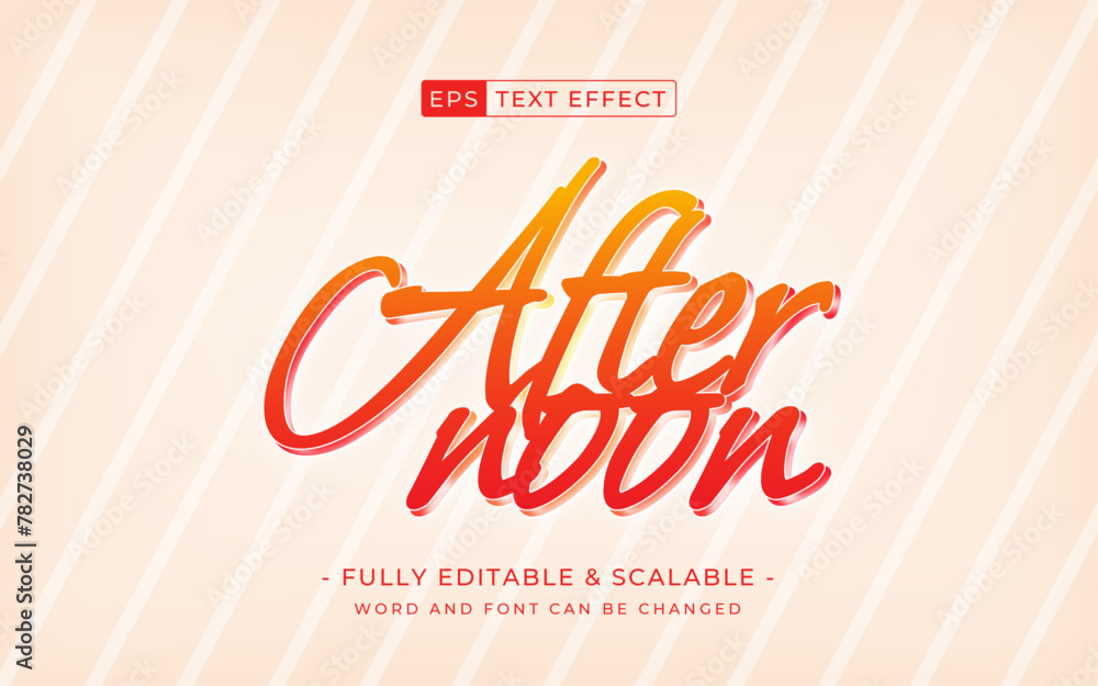 Poster text effect afternoon - editable 3d font