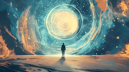 Foto op Canvas Digital universe interstellar portal scene illustration poster PPT background © jinzhen