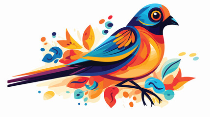 Colorful bird 2d flat cartoon vactor illustration i