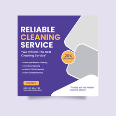 Cleaning service square flyer social media post or Instagram banner template