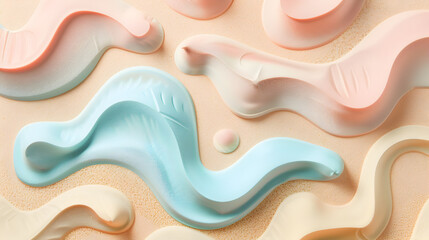 A variety of colorful shapes and lines, creating a sense of movement and energy. The colors are bright and bold, giving the impression of a fun and playful scene