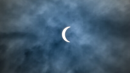 Obraz na płótnie Canvas Partial Eclipse, April 8, 2024, Irondale, Alabama, United States, North America, 1:36 pm to 2:00 pm CST