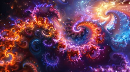Vibrant and colorful fractal patterns swirling backgrounds