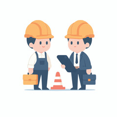 Vector illustration of two male workers planning a road construction. Design for international labor day.