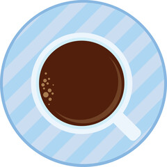 Coffee cup vector illustration. Cartoon hot drink in teacup. Cafe or restaurant icon. Breakfast time.