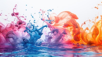 Vivid splashes of ink dispersing in water