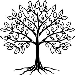 Embellish Your Surroundings with Whimsical Tree Line Art Vector on White Backgrounds