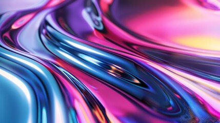 Create Infinity 3d liquid chrome background With iridescent fluid chrome mirror surface
