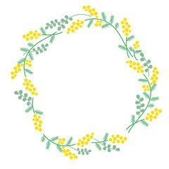 ナチュラルなミモザのリースのイラスト素材