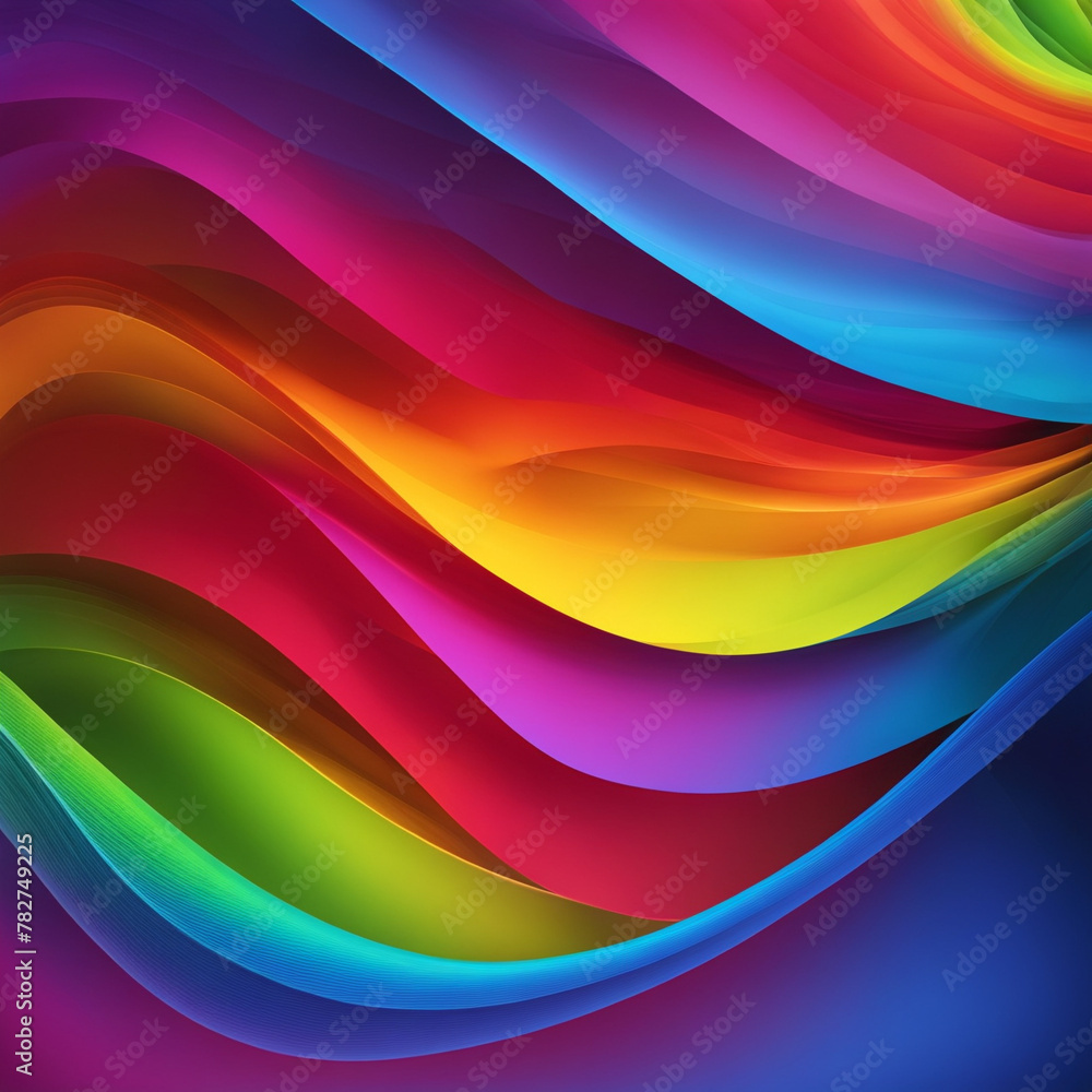 Poster stylish rainbow background and texture. abstract rainbow curved lines waves on multi colored distort