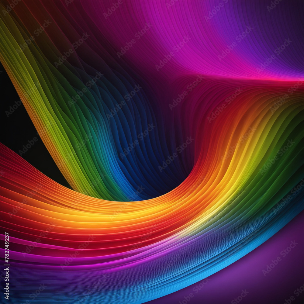Poster stylish rainbow background and texture. abstract rainbow curved lines waves on multi colored distort