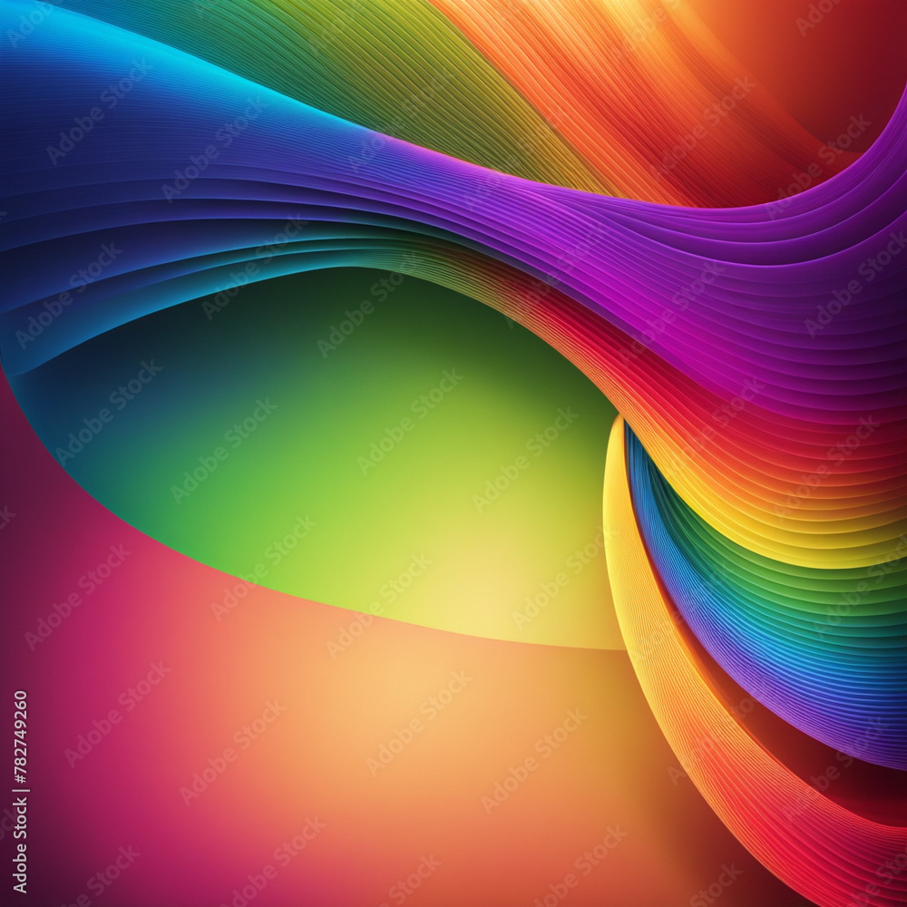 Poster stylish rainbow background and texture. abstract rainbow curved lines waves on multi colored distort