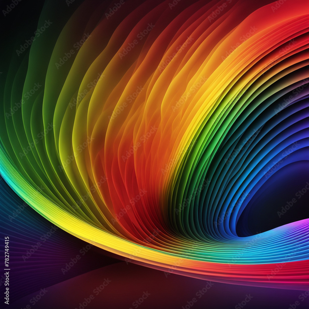 Poster stylish rainbow background and texture. abstract rainbow curved lines waves on multi colored distort