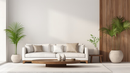 Modern livingroom sitting area decorated with green plant	