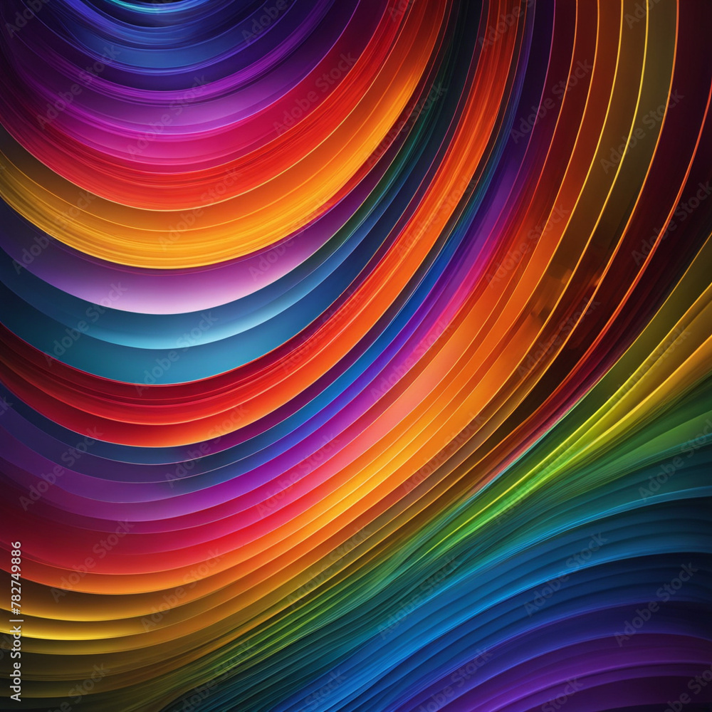 Poster stylish rainbow background and texture. abstract rainbow curved lines waves on multi colored distort