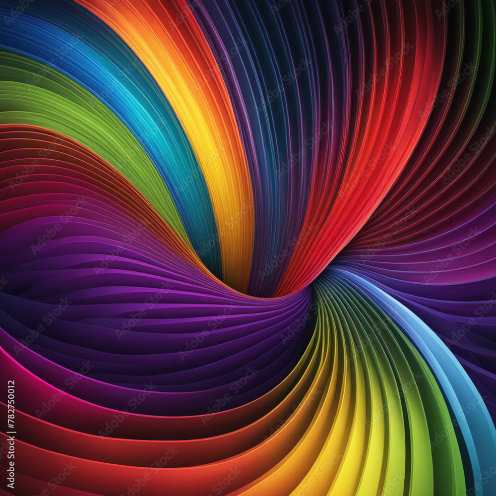 Poster stylish rainbow background and texture. abstract rainbow curved lines waves on multi colored distort