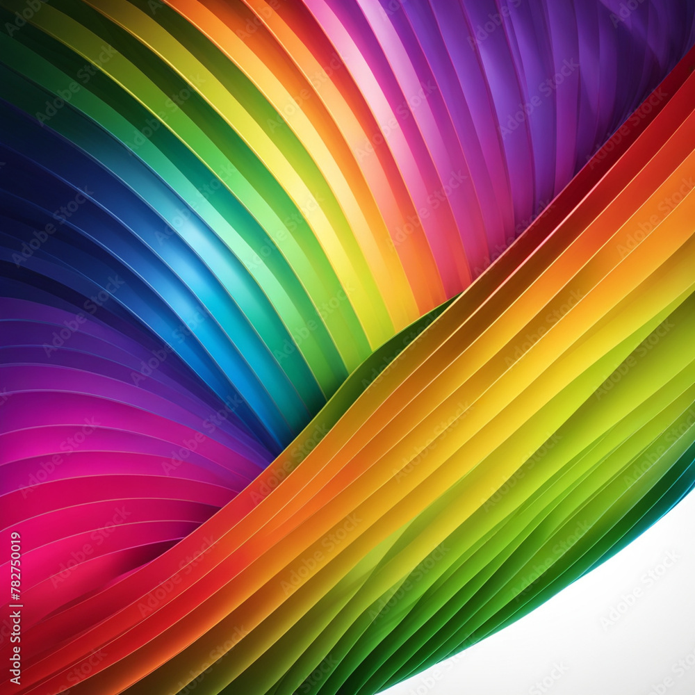 Poster stylish rainbow background and texture. abstract rainbow curved lines waves on multi colored distort