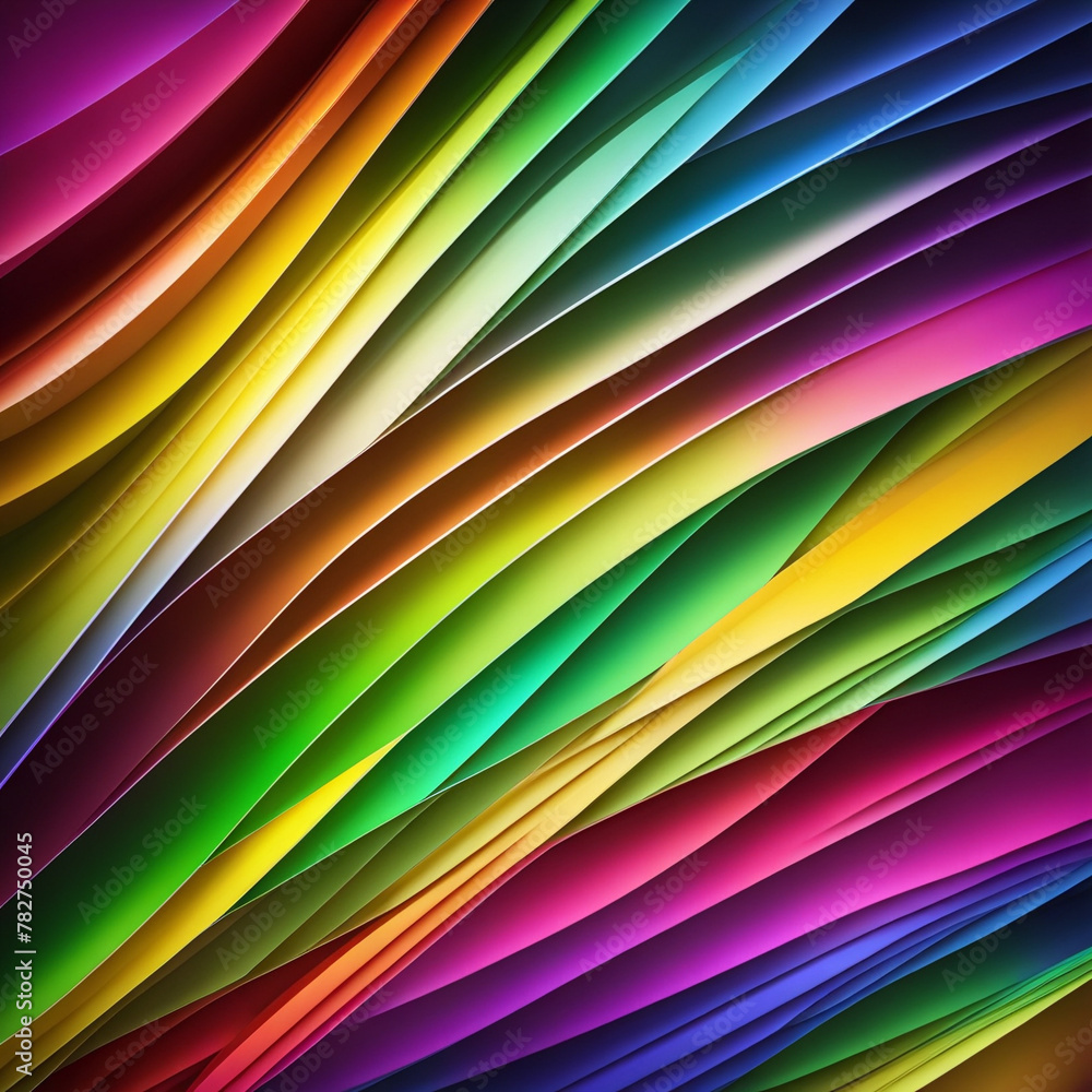 Poster stylish rainbow background and texture. abstract rainbow curved lines waves on multi colored distort