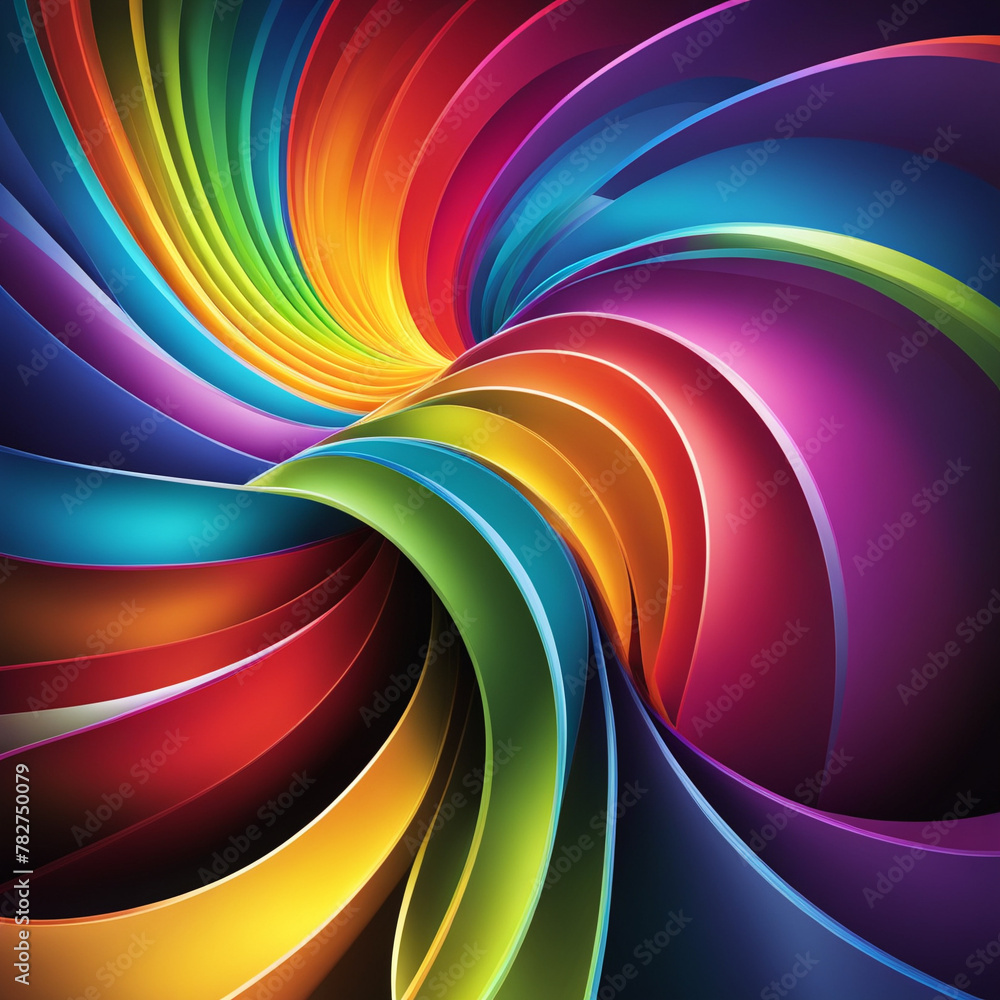 Poster stylish rainbow background and texture. abstract rainbow curved lines waves on multi colored distort